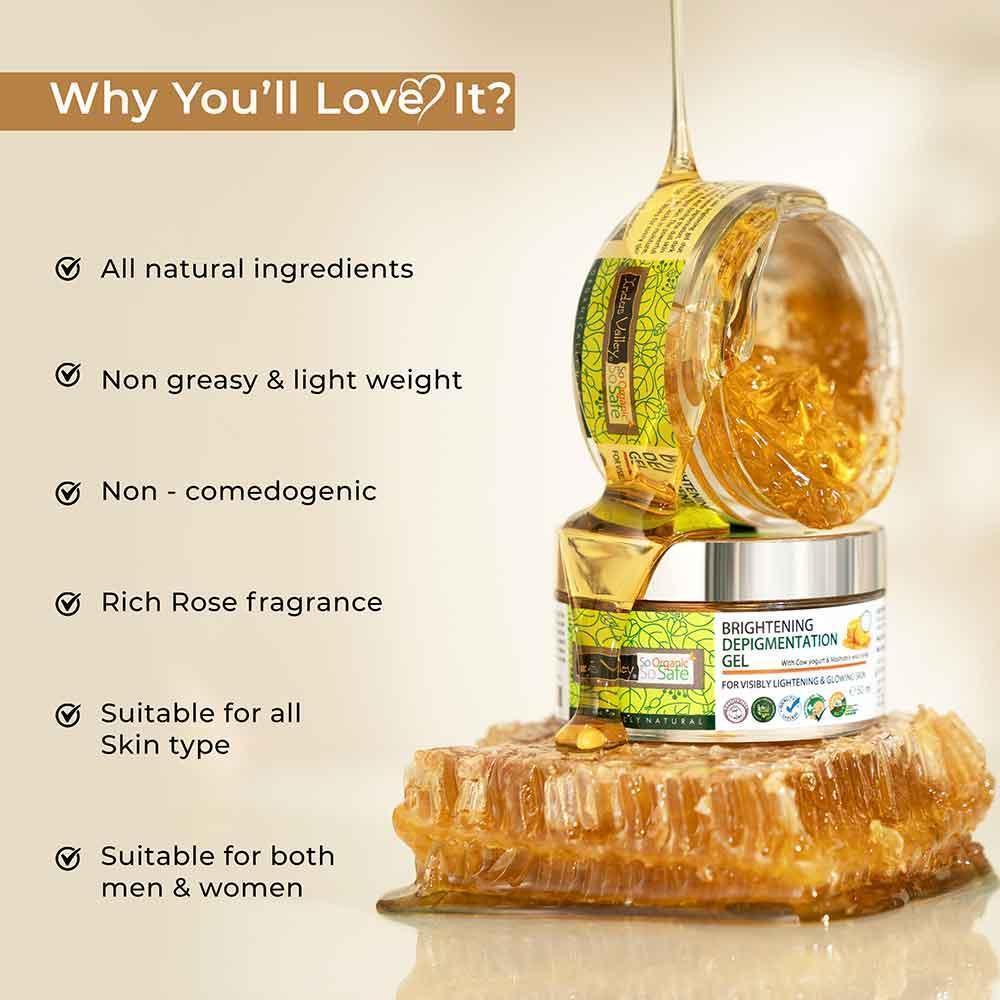 Brightening Depigmentation Gel for Reducing Pigmentation, Dark Spots and Blemishes With Cow Yogurt & Mashobra Honey - Pack of 2