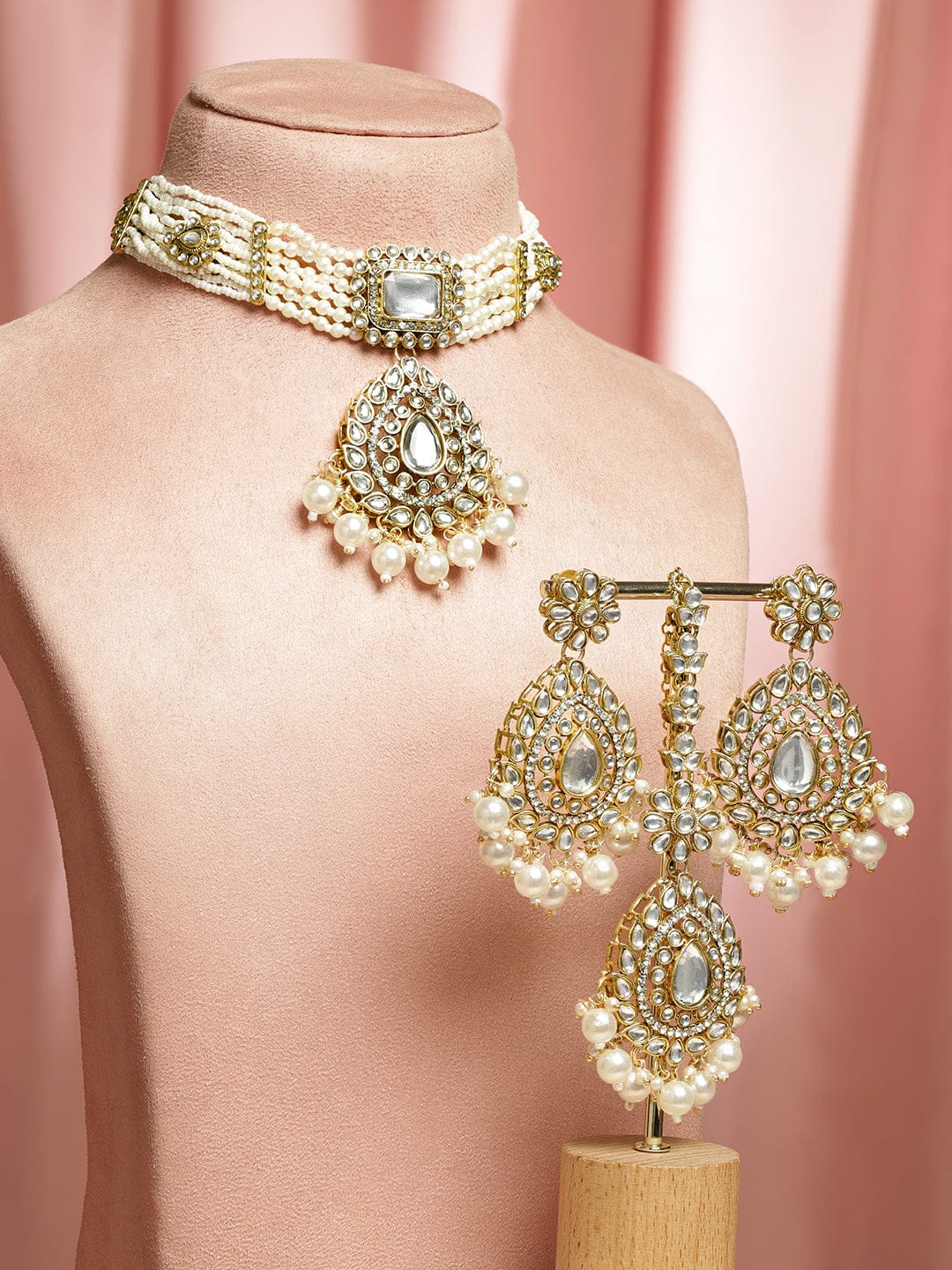 Design of Divine Kundan Pearls Choker Set フリーサイズ