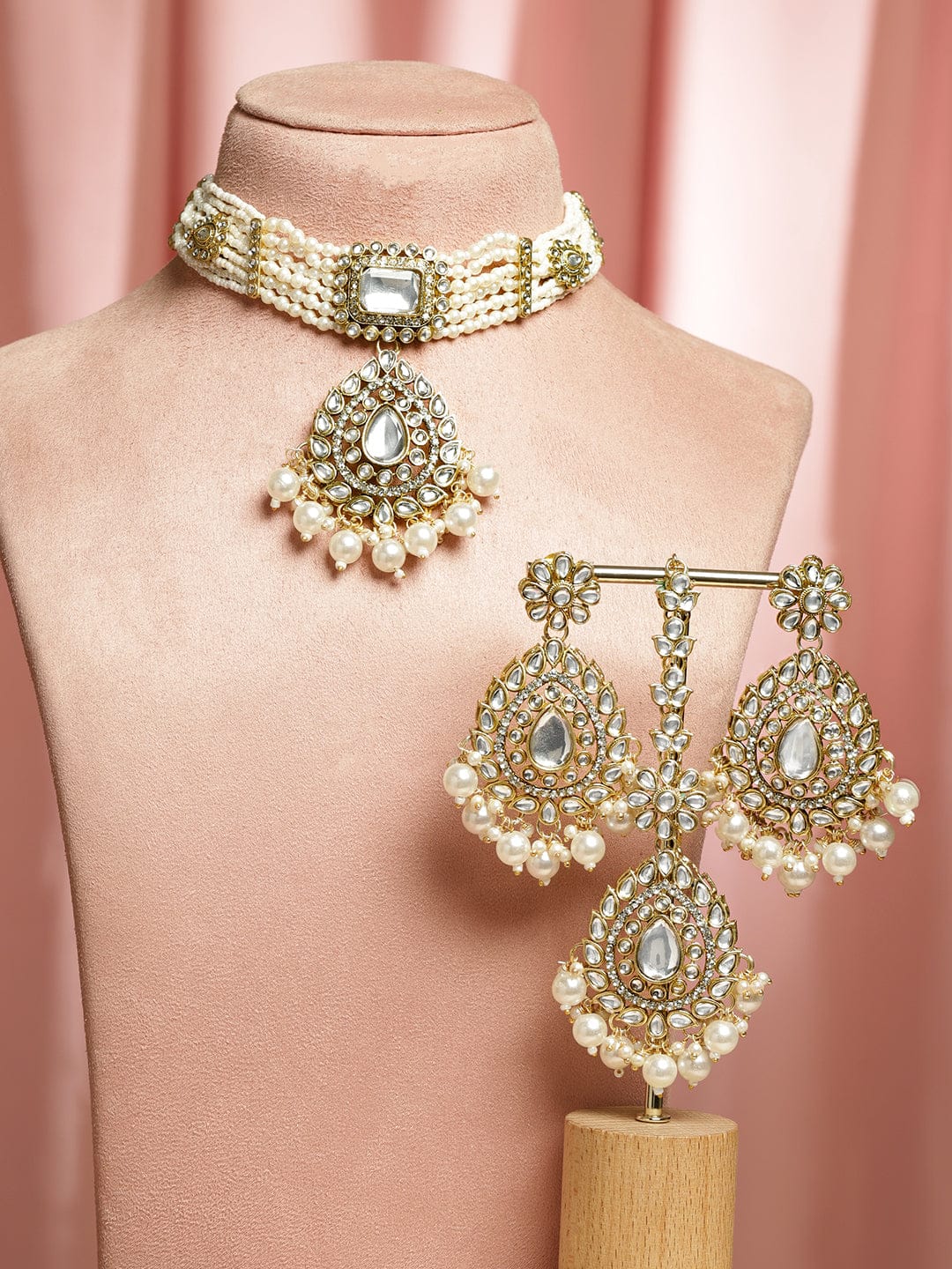 Design of Divine Kundan Pearls Choker Set フリーサイズ