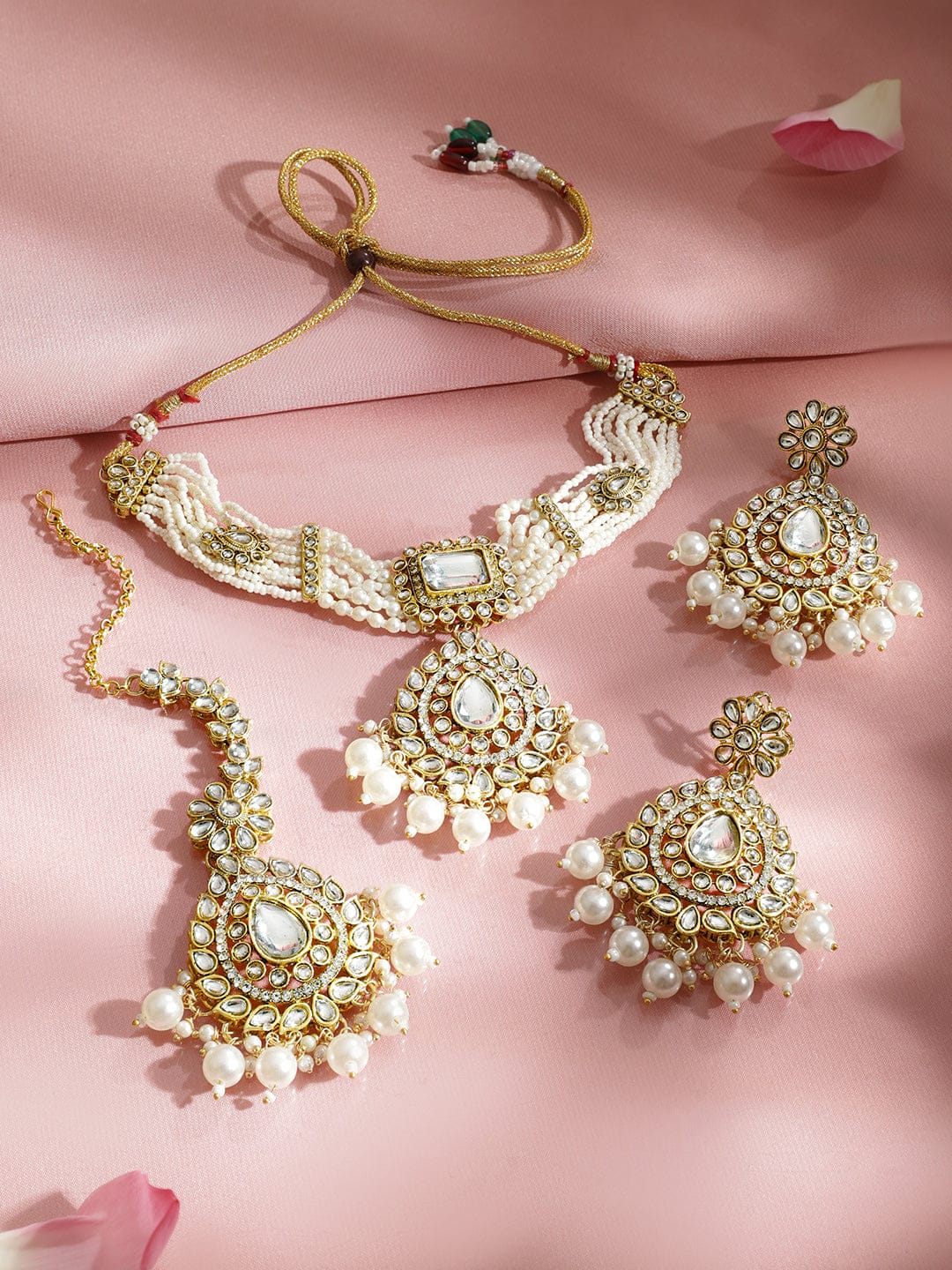 Design of Divine Kundan Pearls Choker Set フリーサイズ