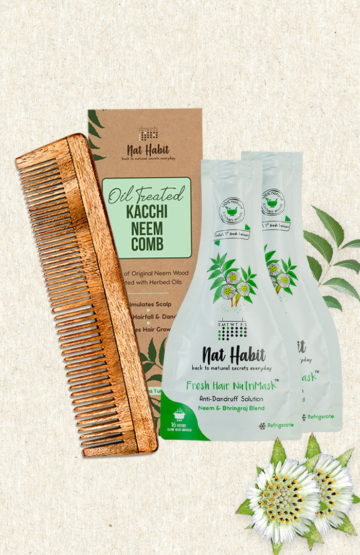 Dual Tooth Comb & Neem Bhringraj NutriMask Pack of 3