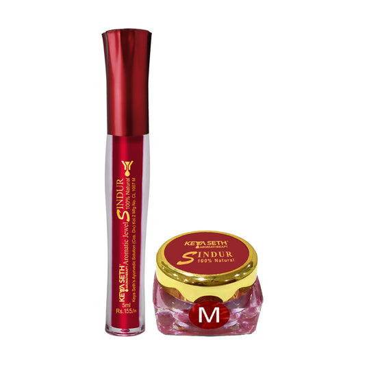 100% Natural Aromatic Liquid & Dust Maroon Sindoor 1Pcs Combo with Floral Pigments 8ml