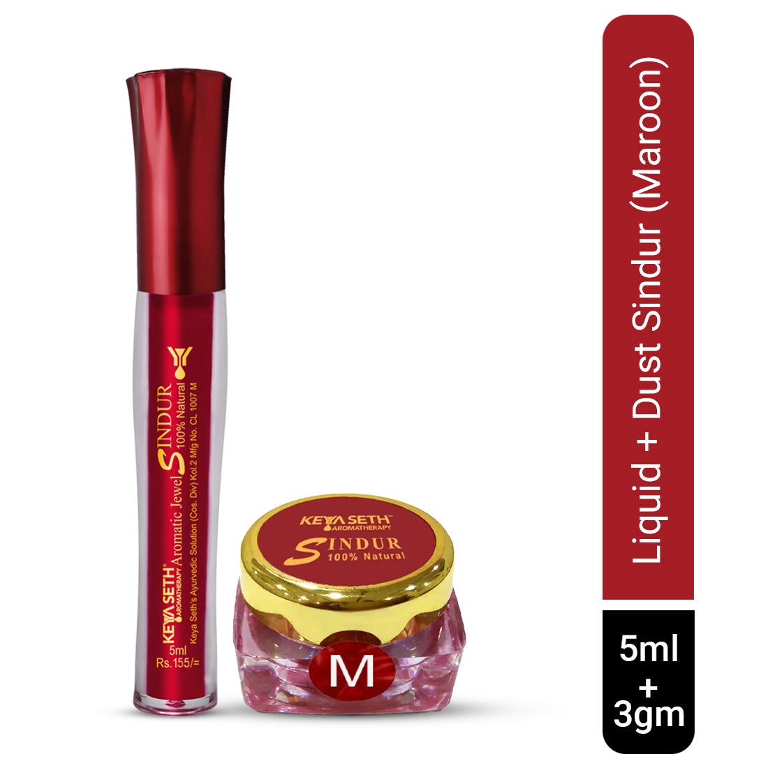 100% Natural Aromatic Liquid & Dust Maroon Sindoor 1Pcs Combo with Floral Pigments 8ml