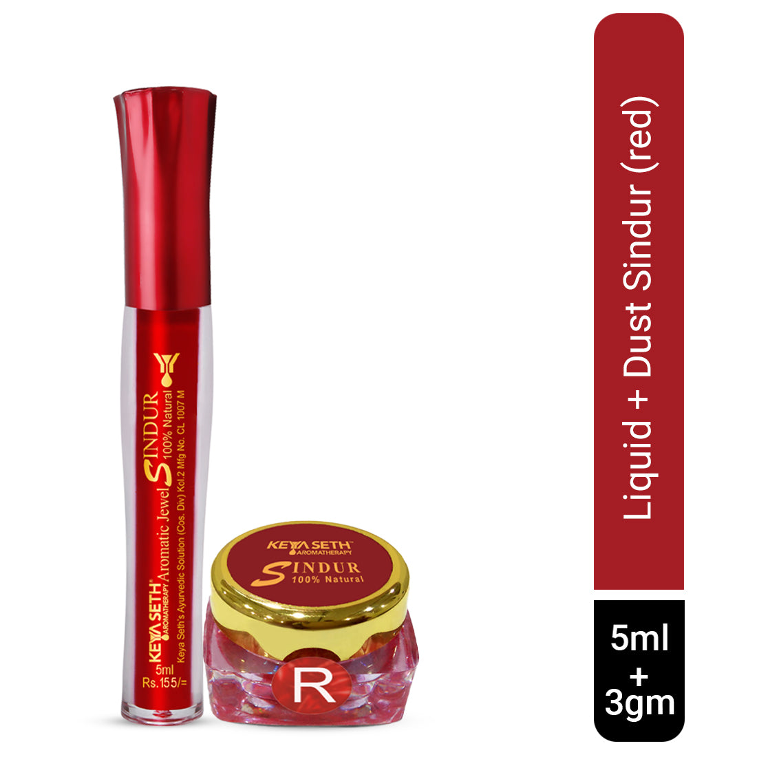 100% Natural Aromatic Liquid & Dust Red Sindoor 1Pcs Combo with Floral Pigments 98ml