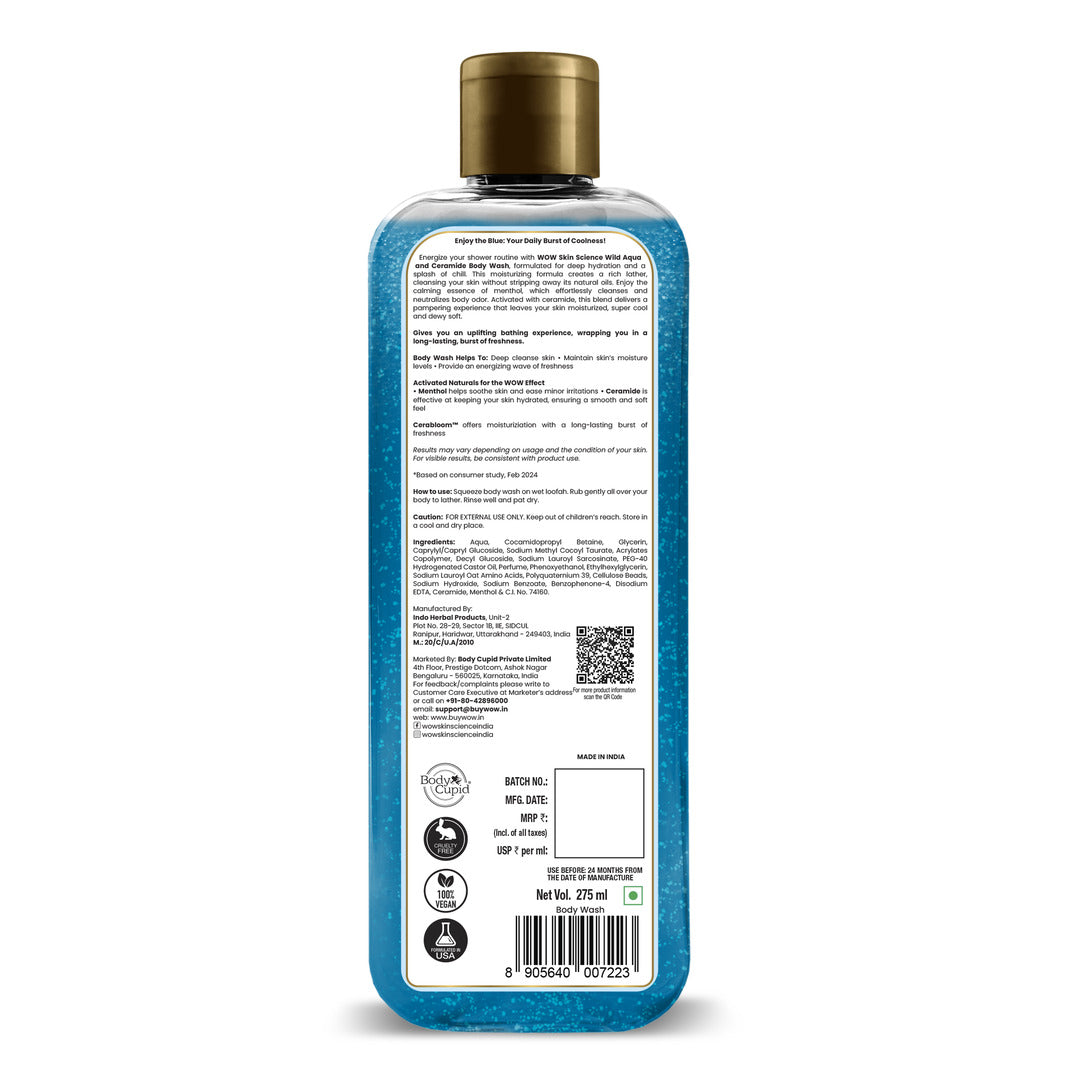 Wild Aqua & Ceramide Body Wash Energizes and Purifies Skin 275ml