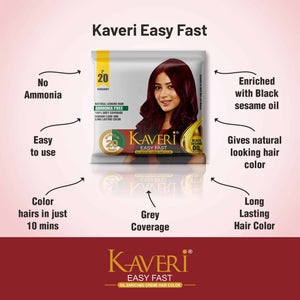 Kaveri Easy Fast Hair Colour – Professional Hair Colour Glossy Finish Long Lasting Formula – Pack of 12 Dark Brown