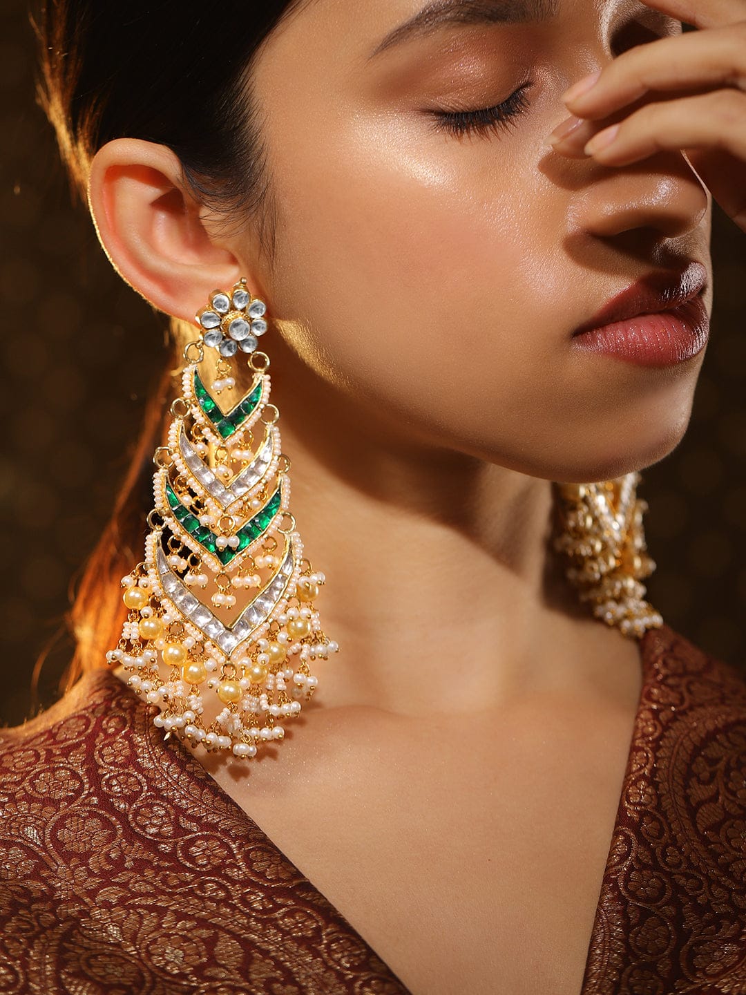 Echoes of Green Hues Danglers Multicolor