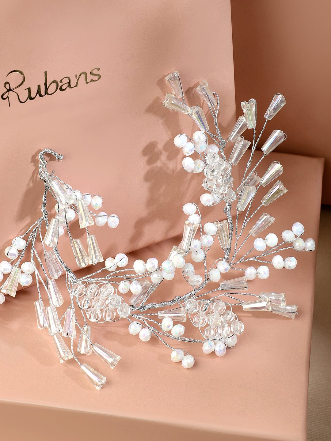 Embellished Pearl Beaded White Hair Accessory フリーサイズ