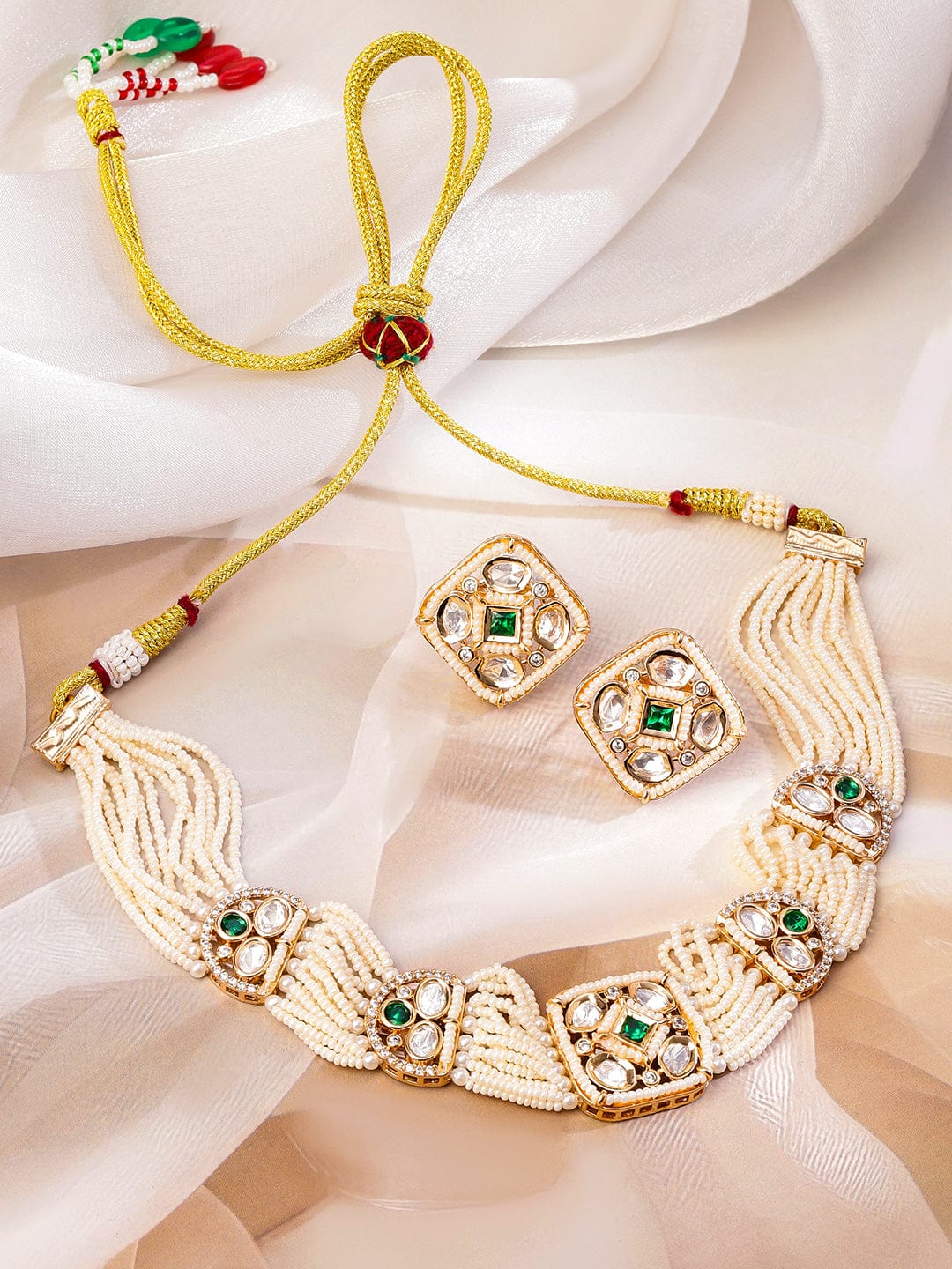 Ethnic Green Stone Choker Set Design 2
