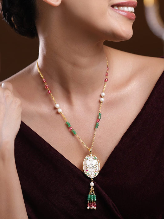 Ethnic Multicolour Beads Studded Necklace フリーサイズ