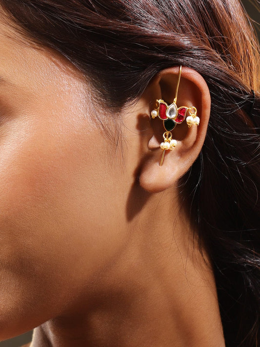 Festive Glow Lotus Motif Ear Cuff フリーサイズ