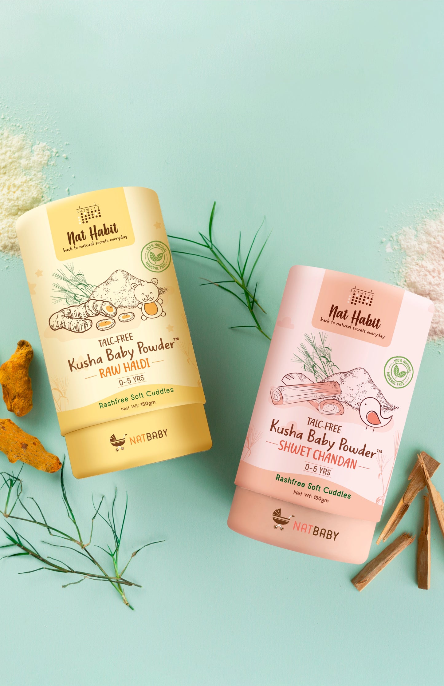 Kusha Baby Powder - Combo Pack of 2 150g × 2