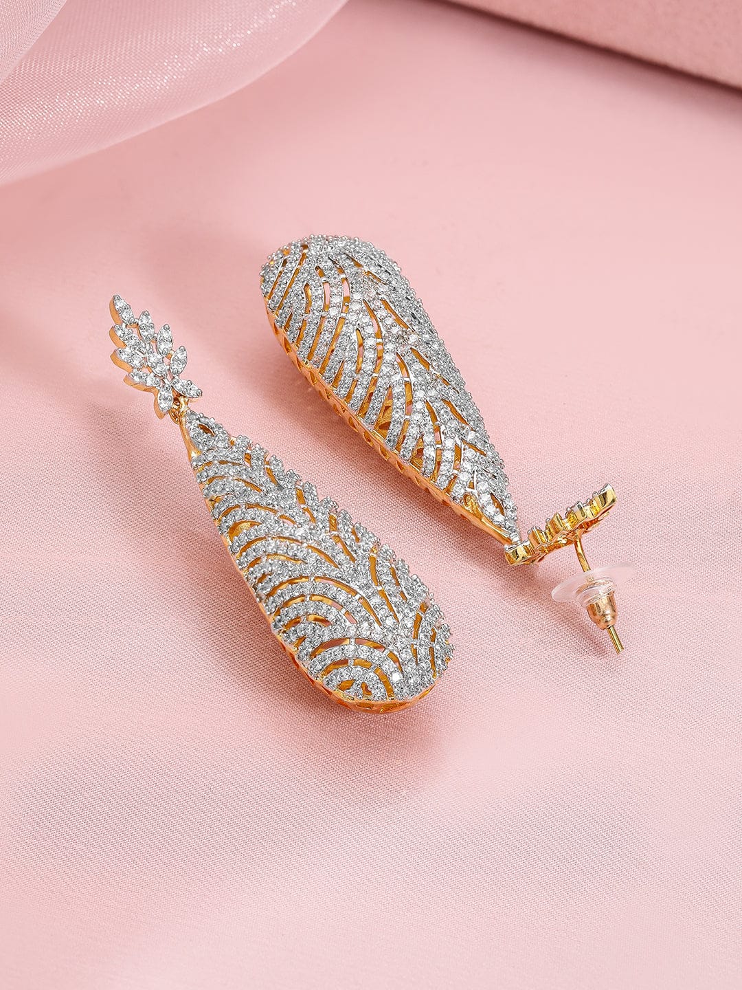 Floral Luxe American Diamond Zirconia Statement Earrings フリーサイズ