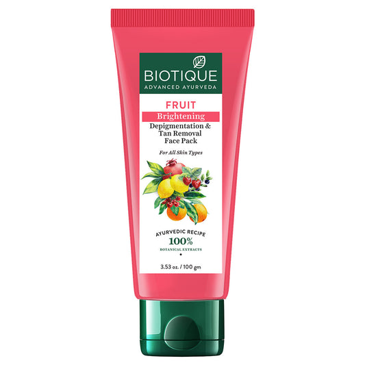 【Biotique】 FRUIT Brightening Depigmentation & Tan Removal Face Pack 100g Tube