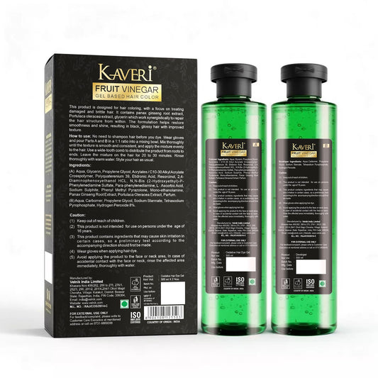 Kaveri Fruit Vinegar Gel Hair Color Natural Black 450ml x 2