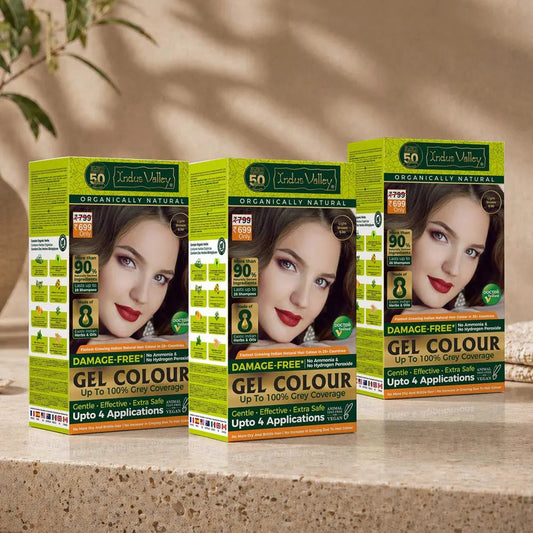 【Indus Valley】 Damage Free Natural Gel Hair Colour｜ダメージフリー ナチュラル ジェルヘアカラー｜Light Brown / Pack of 3