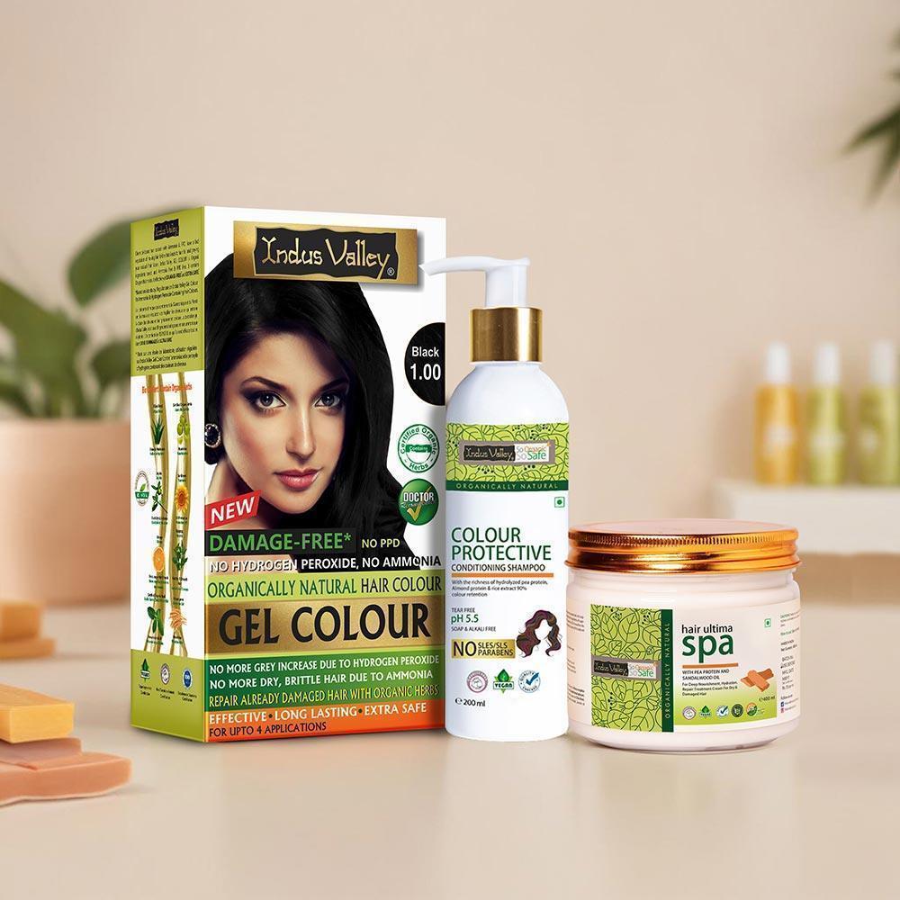 Damage Free Gel Colour With Colour Protective Conditioning Shampoo and Hair Ultima Spa Combo - (575ml + 20g) 575ml