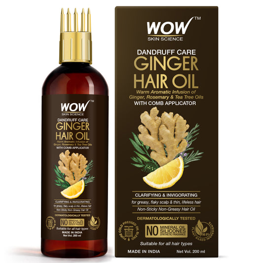 WOW Skin Science ジンジャー ヘアオイル コームアプリケーター付き 200ml