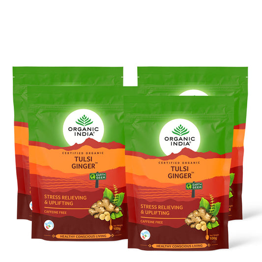 【Organic India】 Tulsi Ginger｜トゥルシー ジンジャー｜100 g Zipper x 4