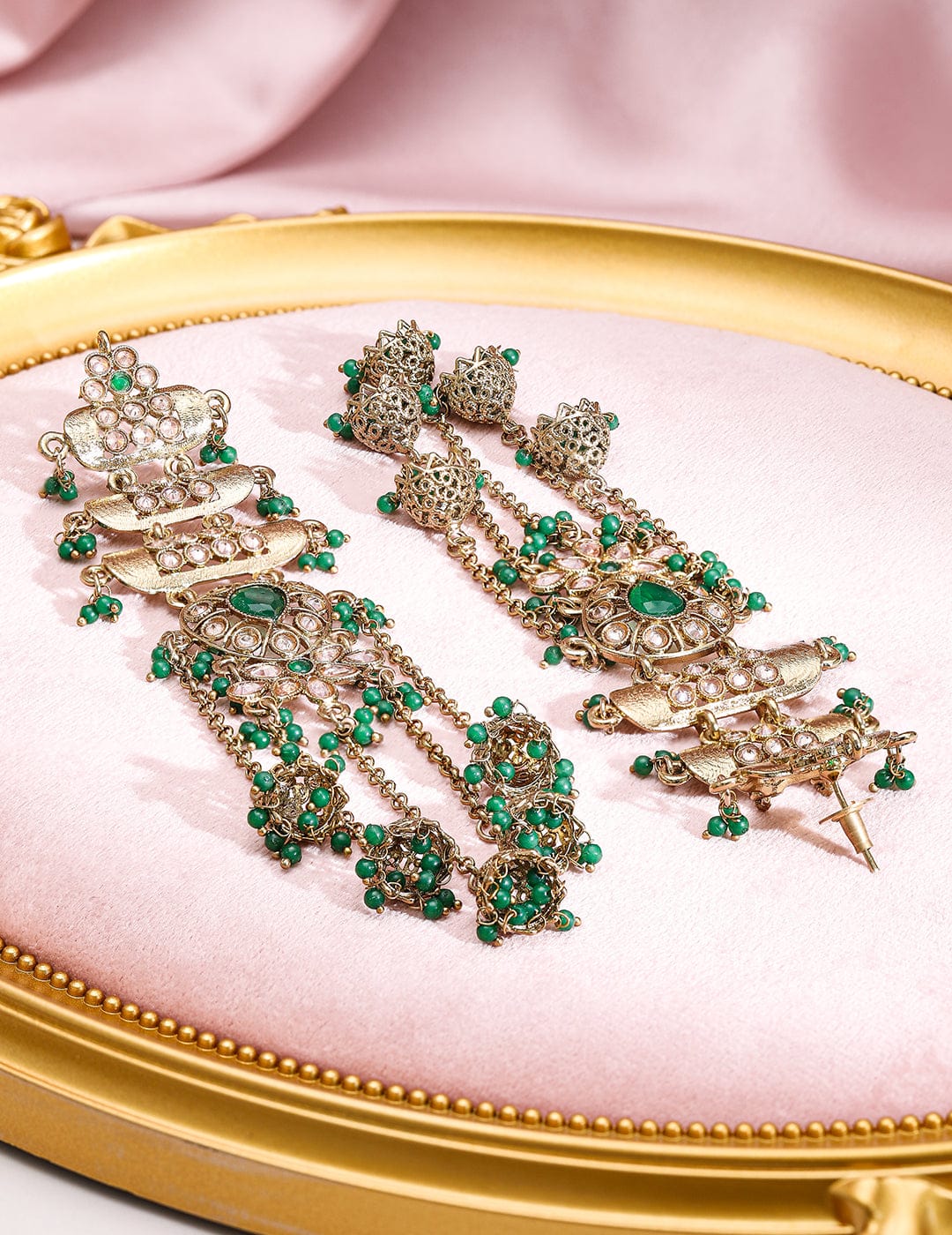 Glam Aura Tassel Drops Jhumka Gold