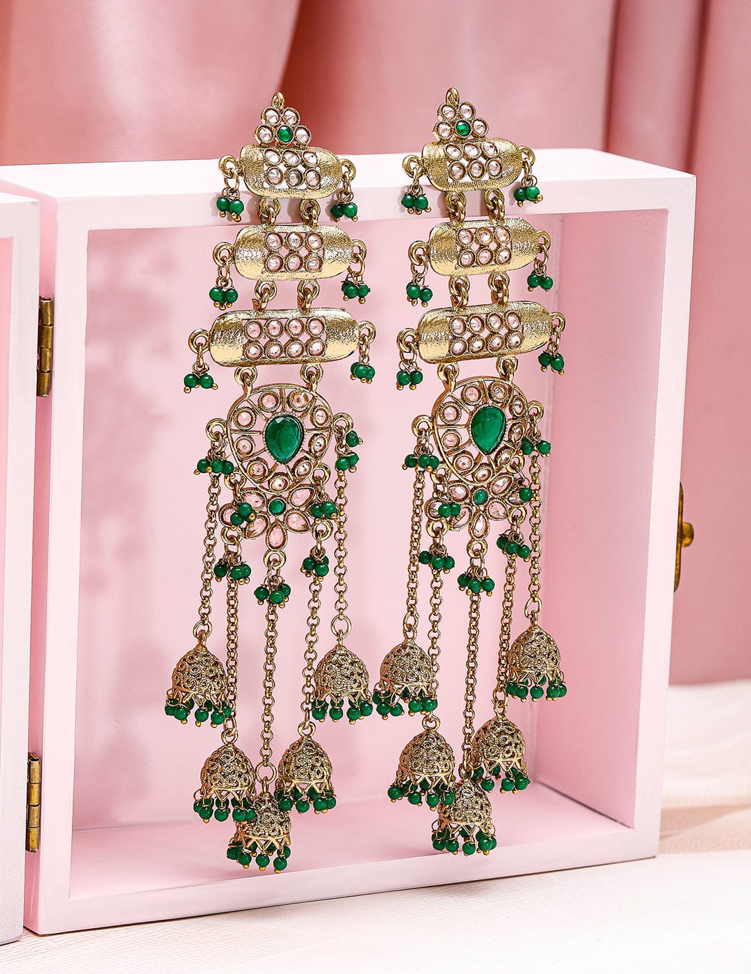 Glam Aura Tassel Drops Jhumka Gold
