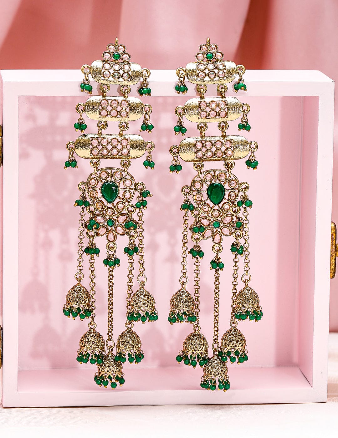 Glam Aura Tassel Drops Jhumka Gold