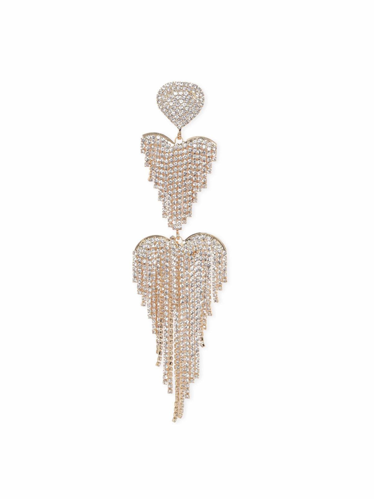 【Rubans】 Party Perfect Heart Waterfall Shoulder Duster American Diamond Zirconia Earrings｜ゴールドトーン ハート ウォーターフォール ショルダーダスター イヤリング