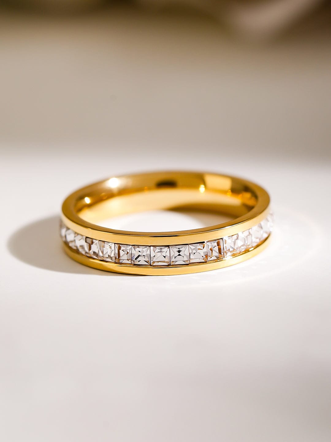 Gold Plated American Diamond Zirconia Eternity Band Gold / 8