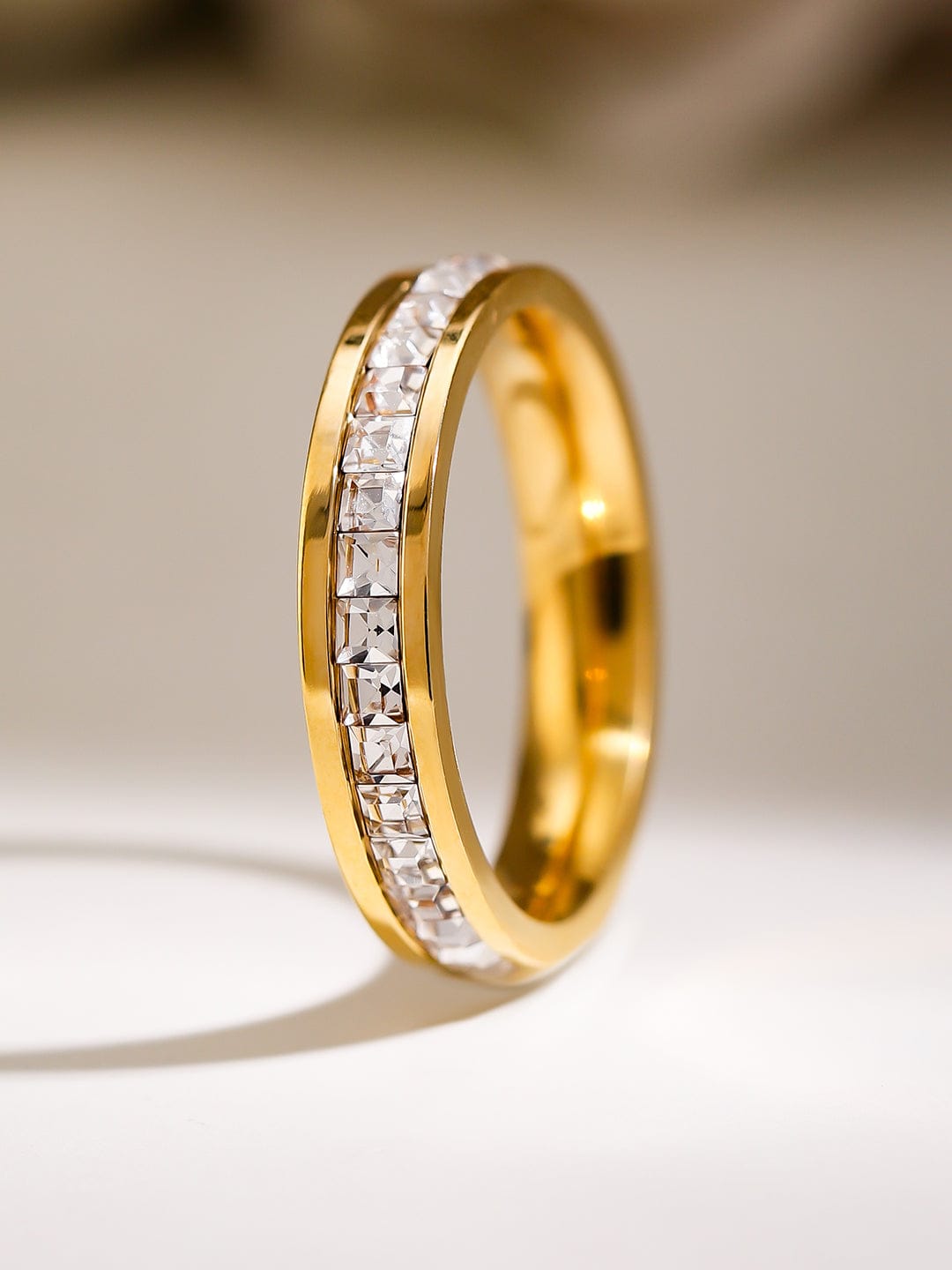 Gold Plated American Diamond Zirconia Eternity Band 7