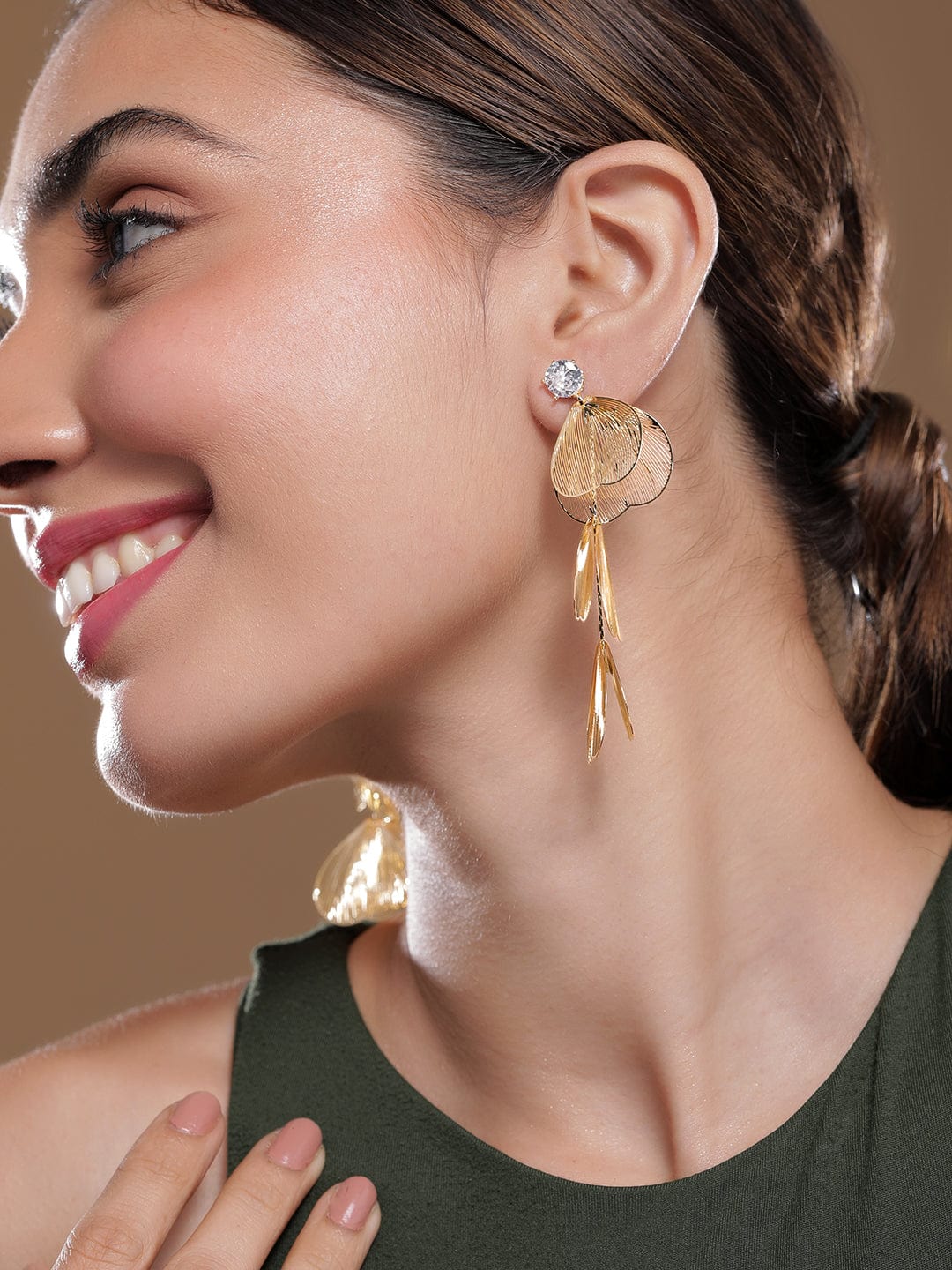 Mesh Petal Strand Statement Earrings Gold
