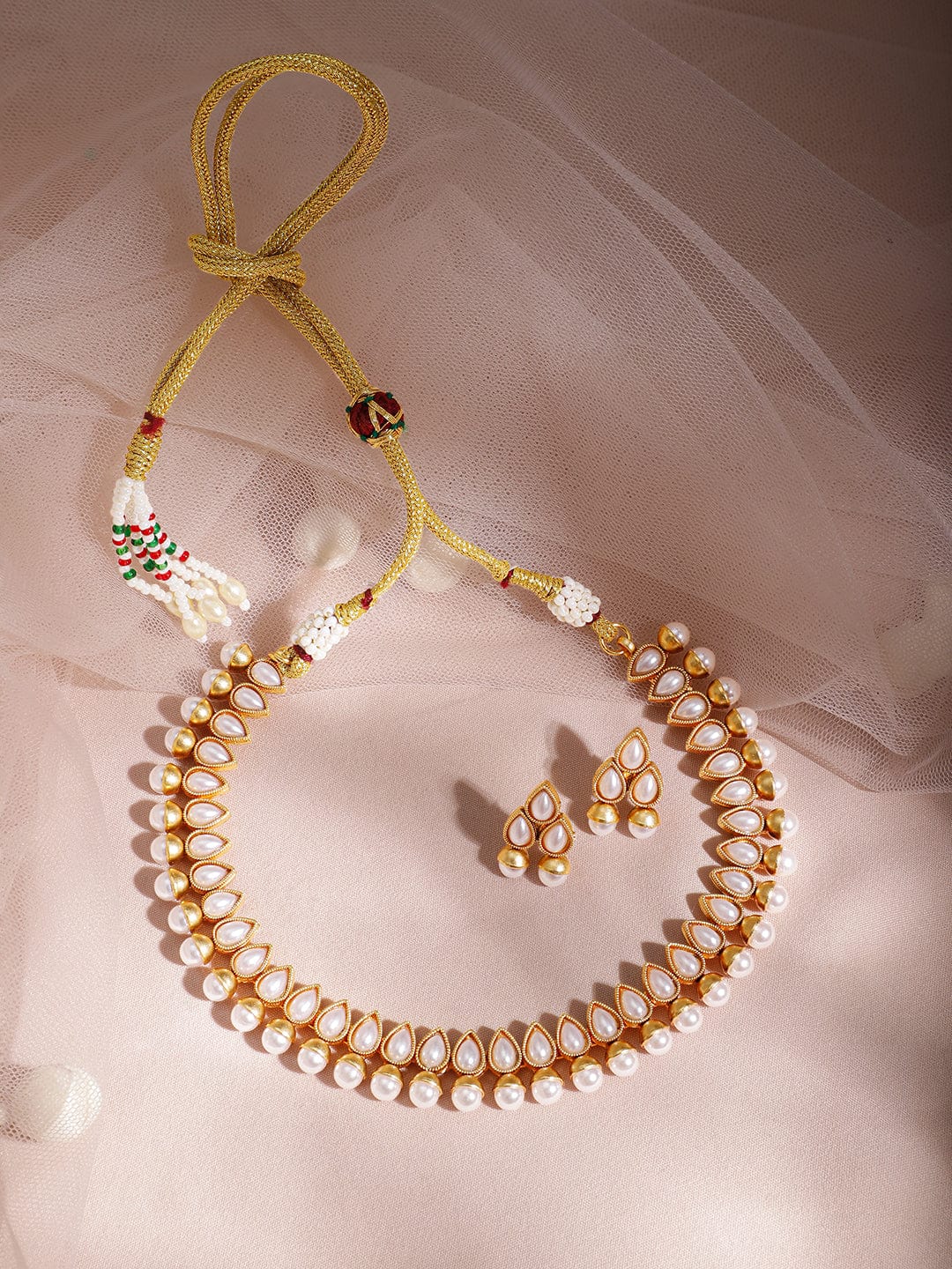 Dazzling White Gold Plated Short Necklace Set Gold