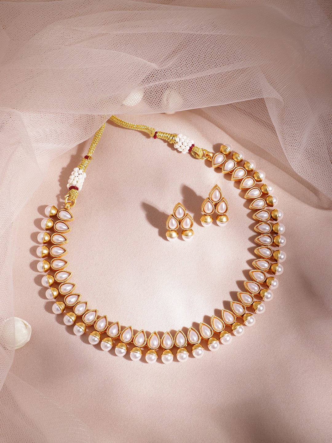 Dazzling White Gold Plated Short Necklace Set Gold