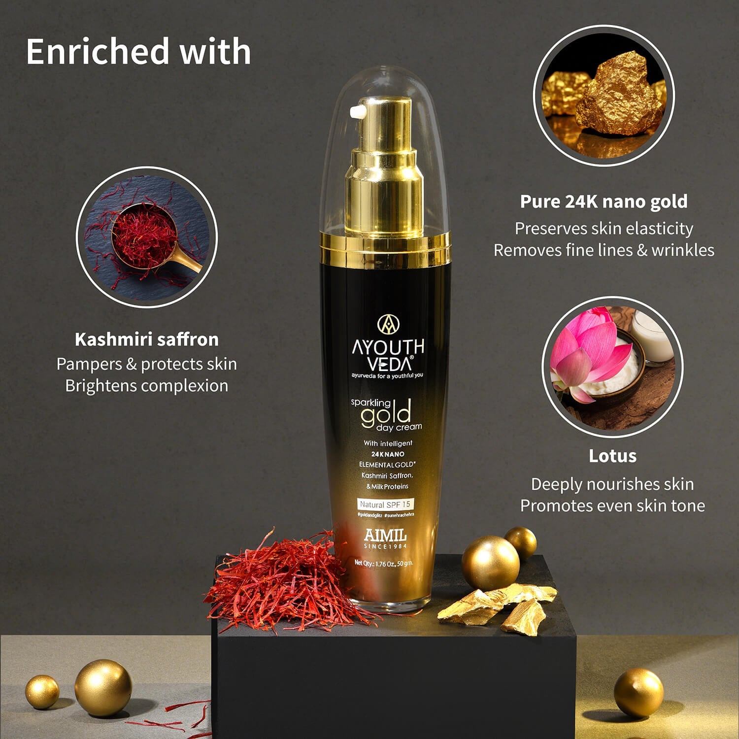 Sparkling Gold Day Cream With 24k Gold & Saffron - 30g 30g