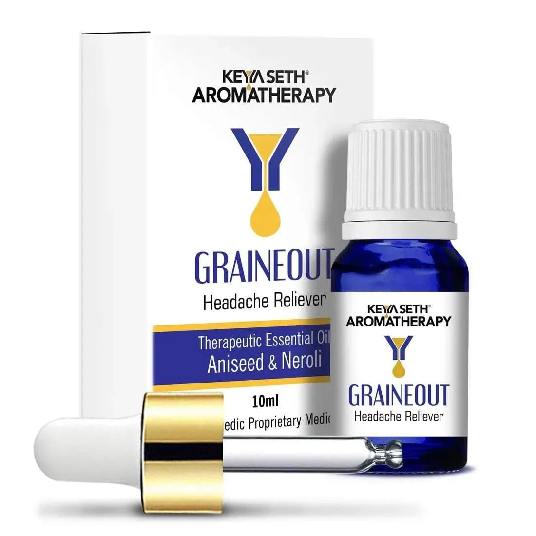 Graine Out-Migraine, Headache, Sinus, Relief Natural Therapeutic Essential Oil Blend of Aniseed & Neroli 10ml 10ml