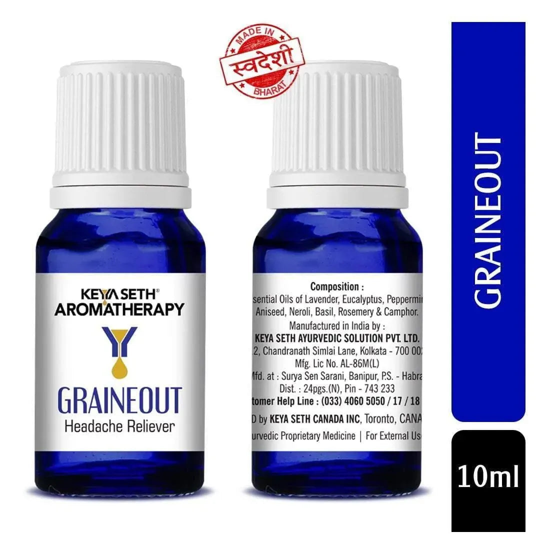Graine Out-Migraine, Headache, Sinus, Relief Natural Therapeutic Essential Oil Blend of Aniseed & Neroli 10ml 10ml