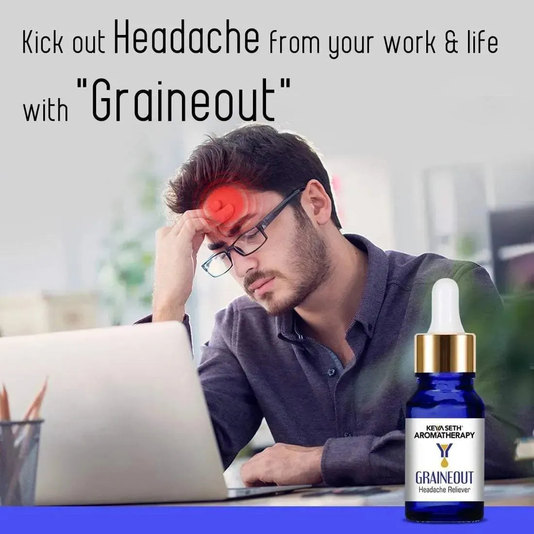Graine Out-Migraine, Headache, Sinus, Relief Natural Therapeutic Essential Oil Blend of Aniseed & Neroli 10ml 10ml