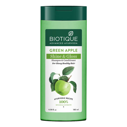 【Biotique】 Green Apple Shine & Gloss Shampoo & Conditioner｜グリーンアップル Shine Gloss シャンプー コンディショナー｜180ML