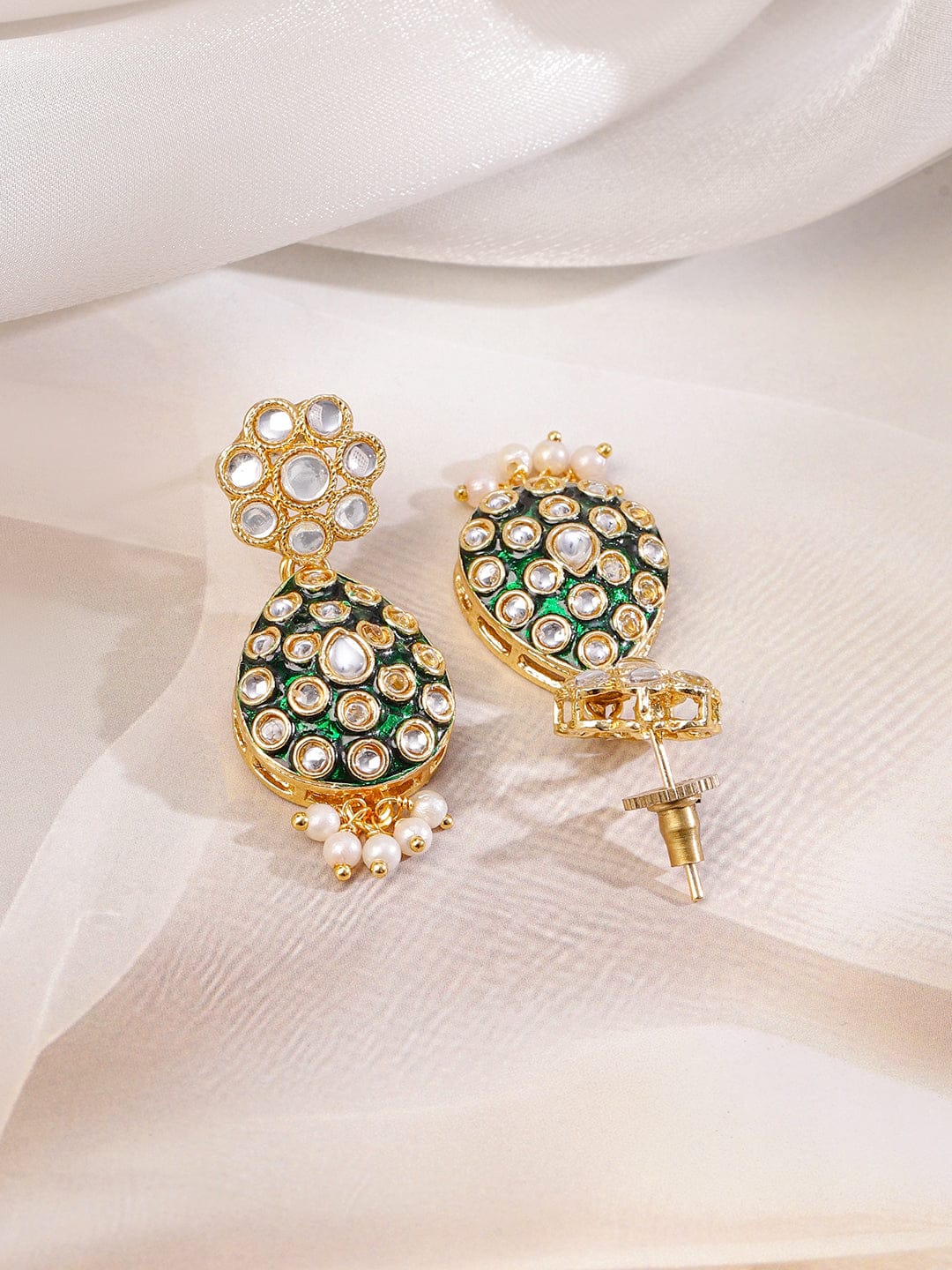 Green Muse of Kundan Necklace Set Gold