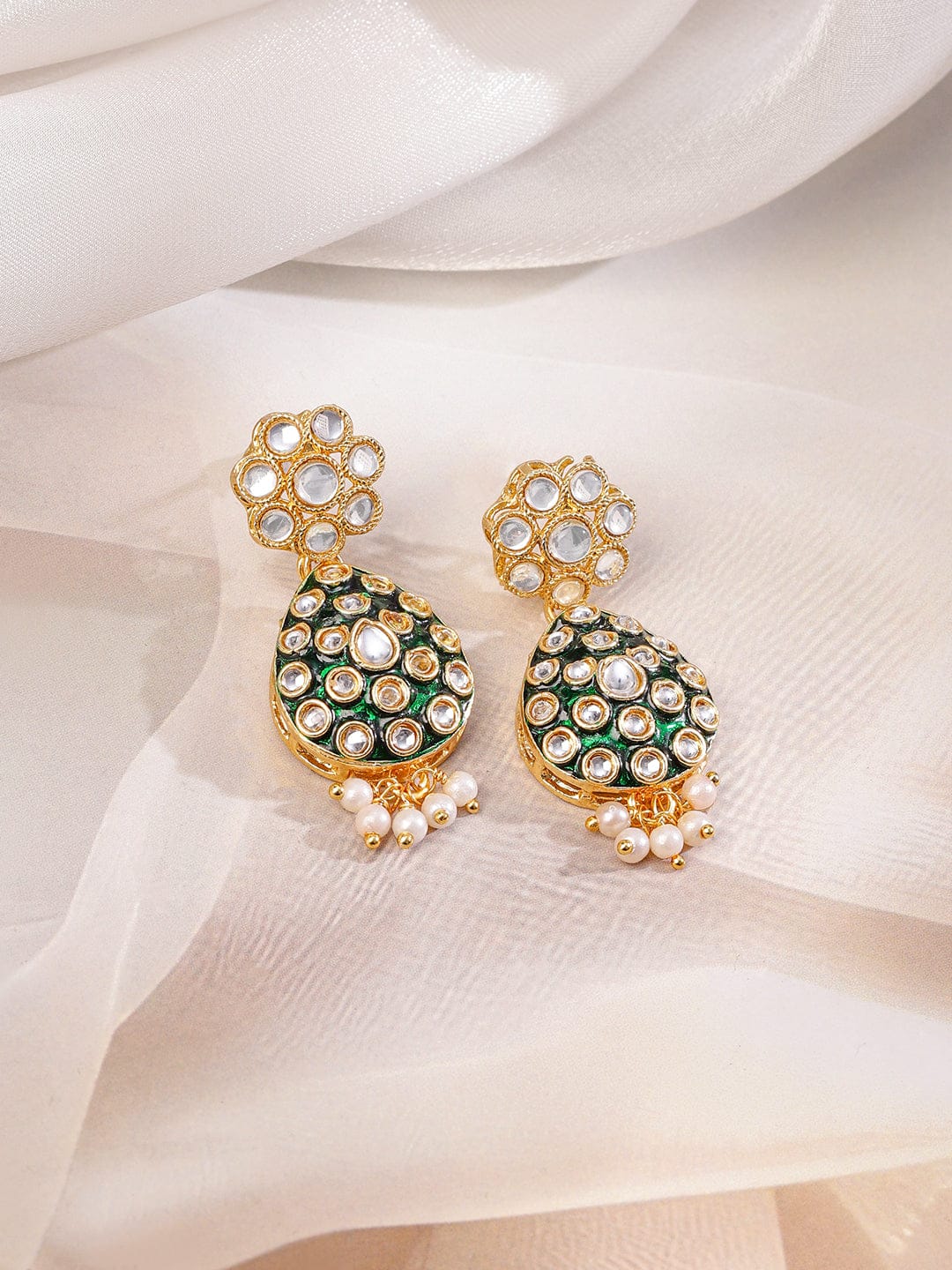 Green Muse of Kundan Necklace Set Gold
