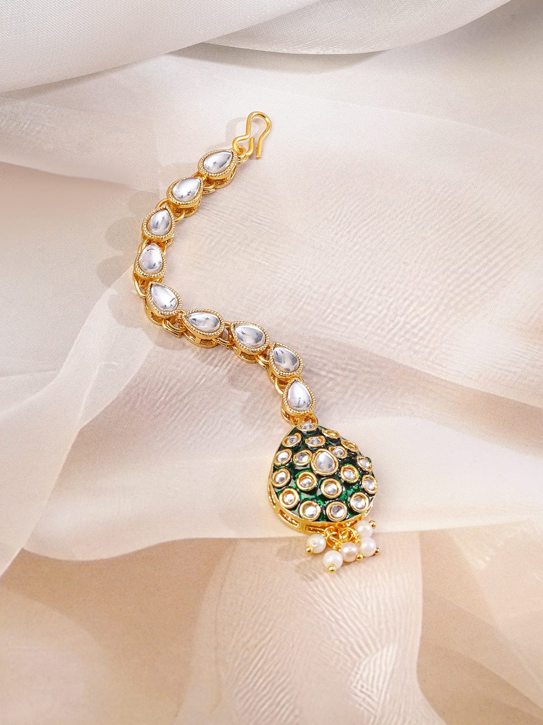 Green Muse of Kundan Necklace Set Gold