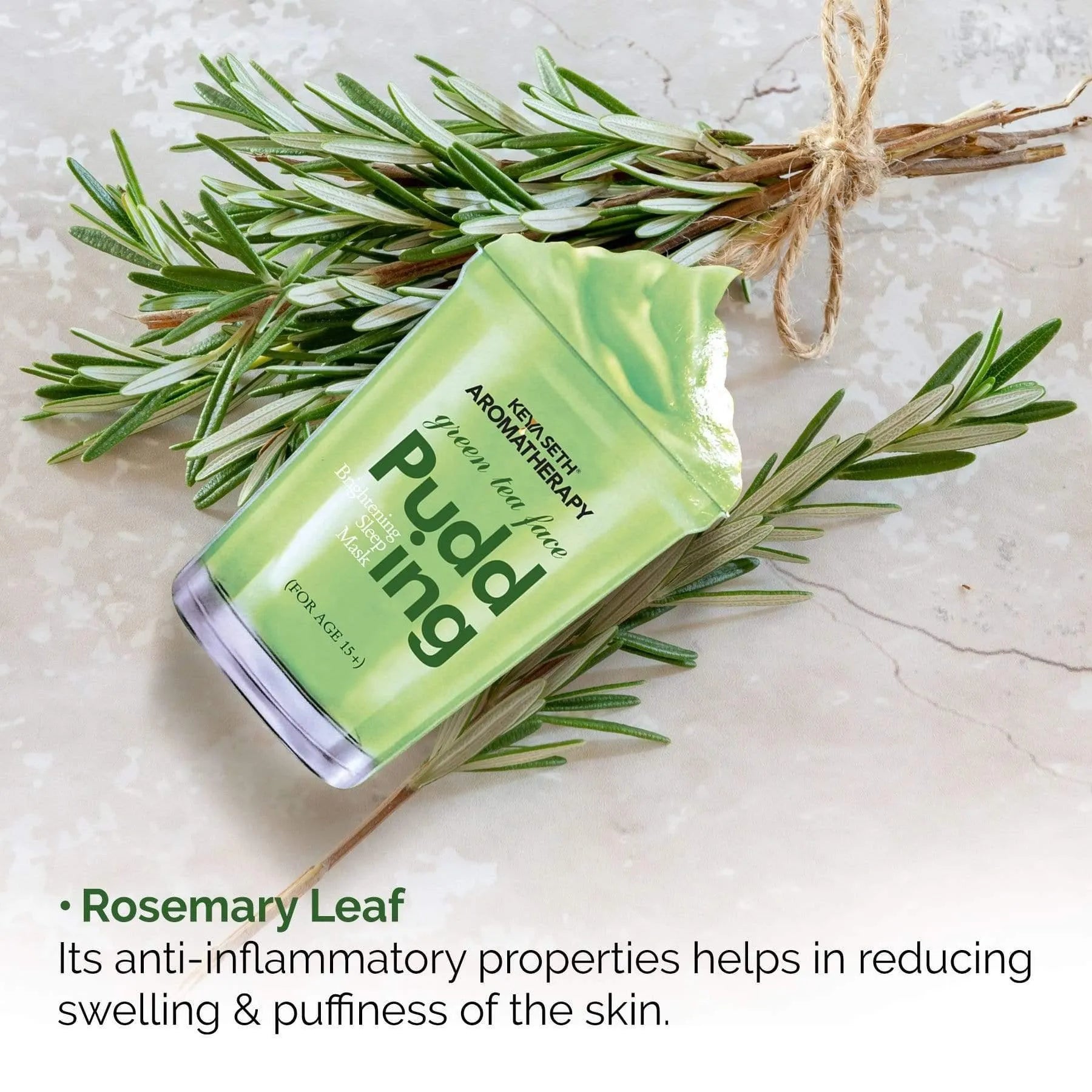 Green Tea Face Pudding Brightening Sleeping Mask for Soft Smooth Glowing & Healthy Skin Enriched with Hyaluronic Acid, Rosemary, & Chamomile Extract 100g
