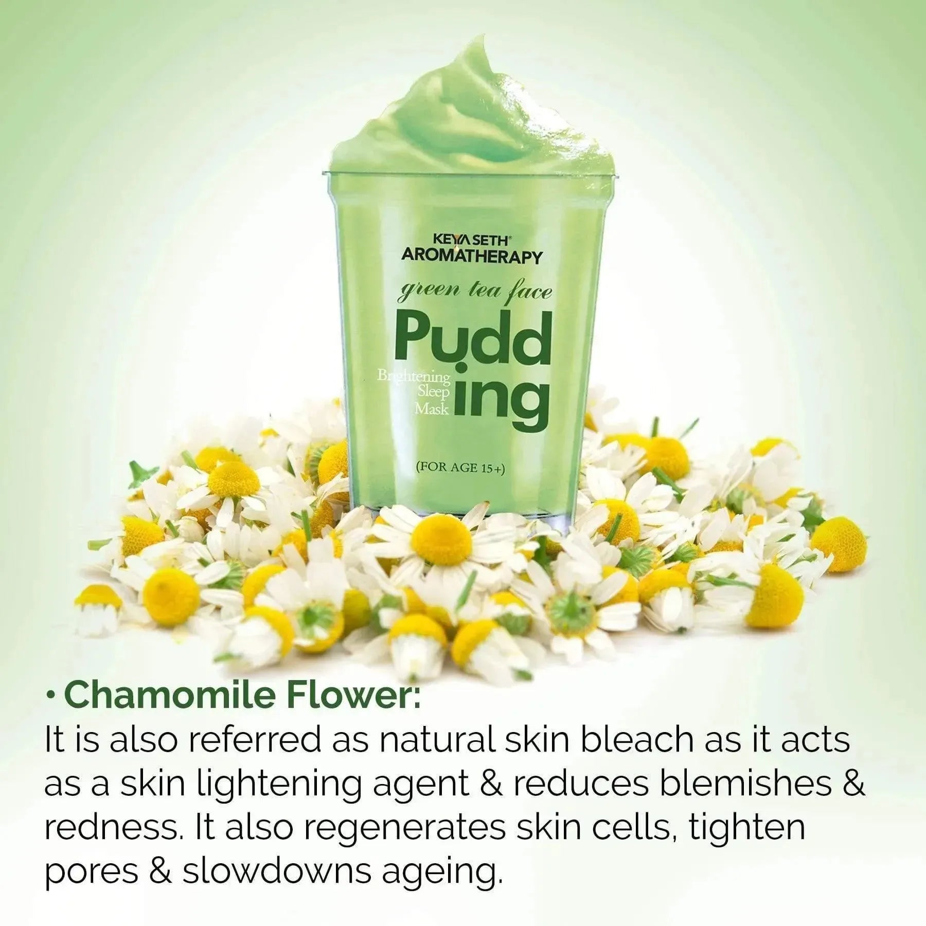 Green Tea Face Pudding Brightening Sleeping Mask for Soft Smooth Glowing & Healthy Skin Enriched with Hyaluronic Acid, Rosemary, & Chamomile Extract 100g