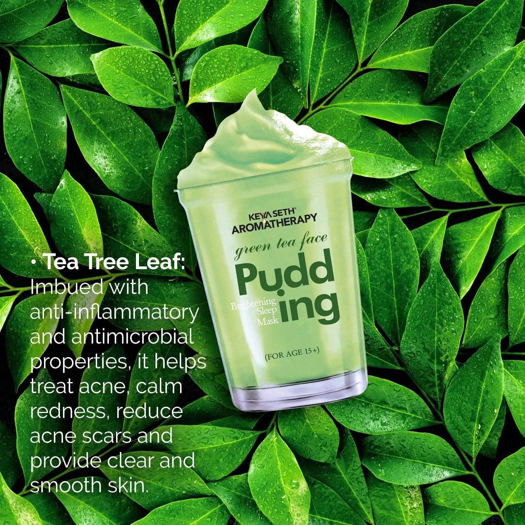 Green Tea Face Pudding Brightening Sleeping Mask for Soft Smooth Glowing & Healthy Skin Enriched with Hyaluronic Acid, Rosemary, & Chamomile Extract 100g