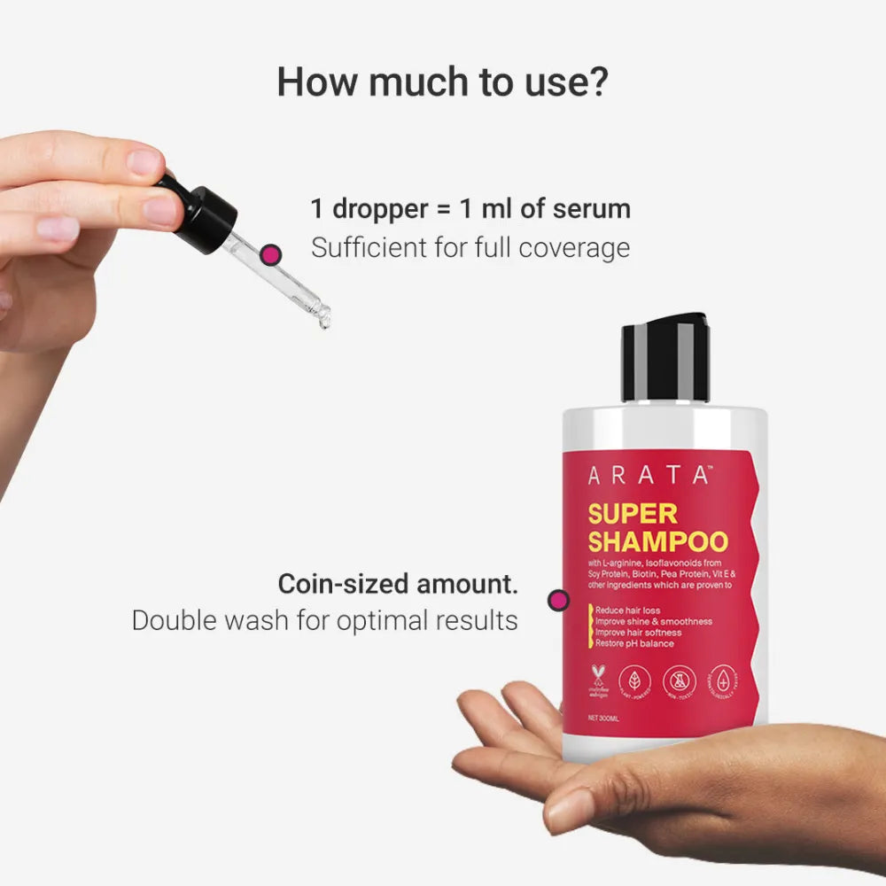 Grow Strong Combo - Super Shampoo 300ml + Serum 30ml - Free Derma Roller + Scalp Massager 300ml