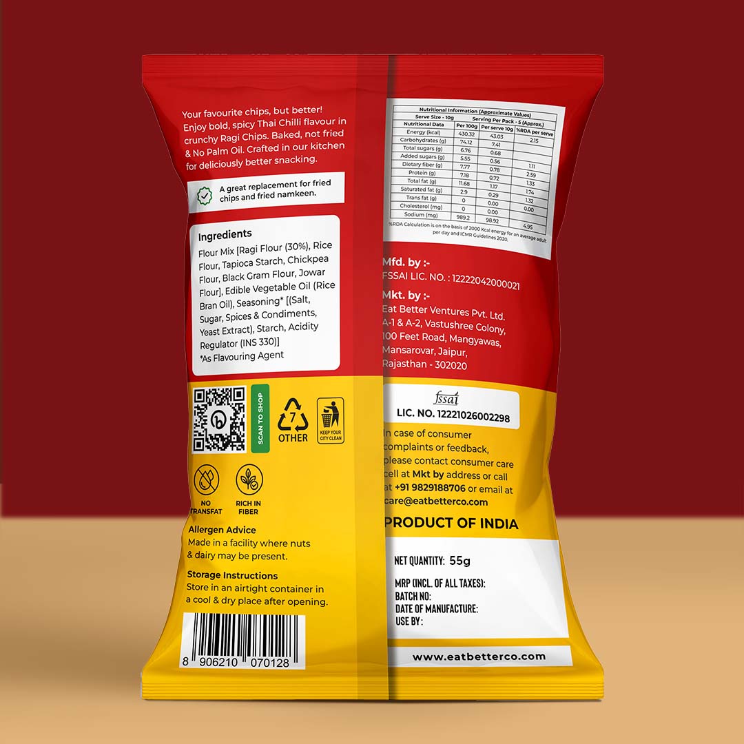 Ragi Chips Thai Chilli Tadka 220g