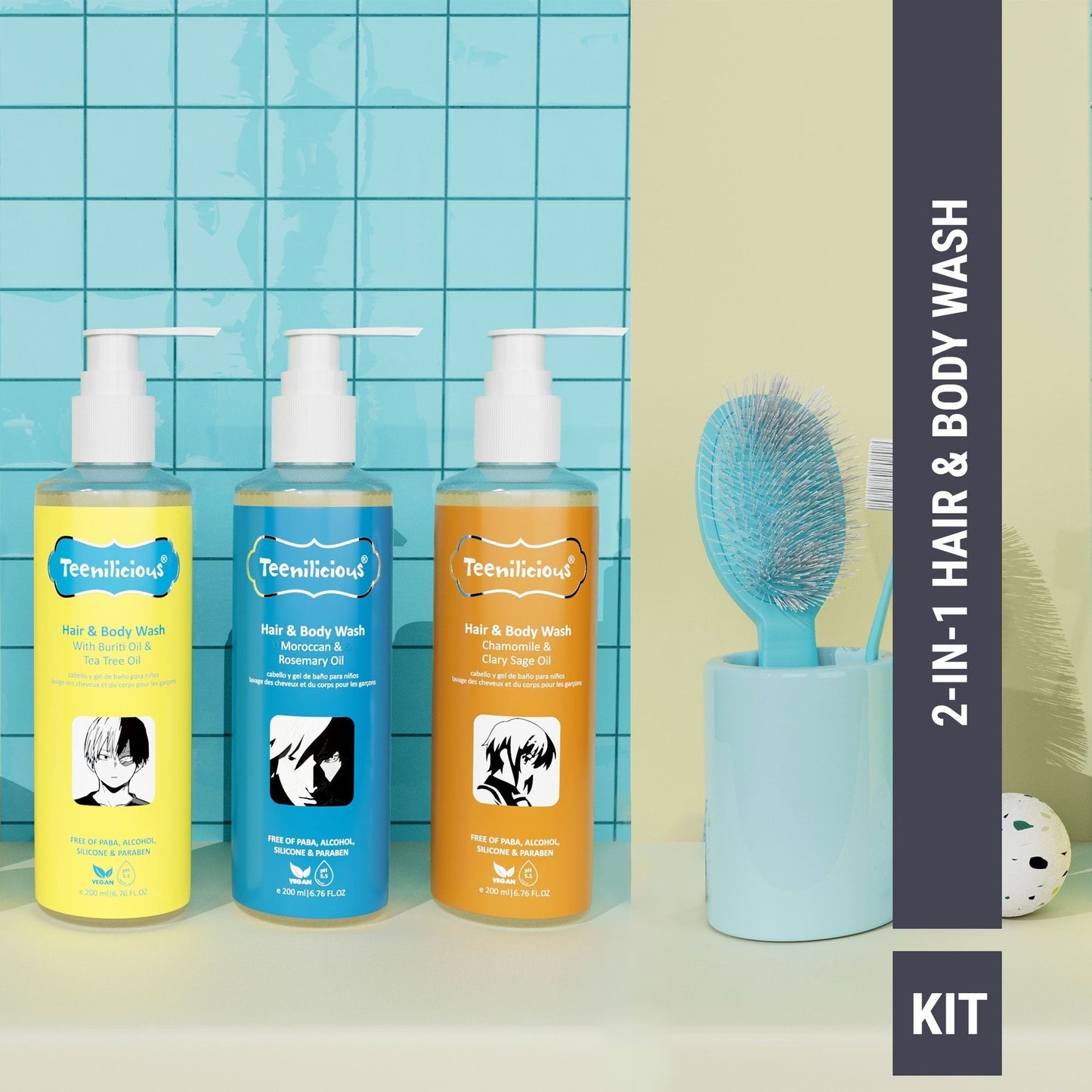 Teenilicious Hair And Body Wash Kit 600ml - All In One Hair & Body Wash Combo 600ml