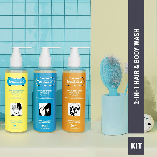 Teenilicious Hair And Body Wash Kit 600ml - All In One Hair & Body Wash Combo 600ml