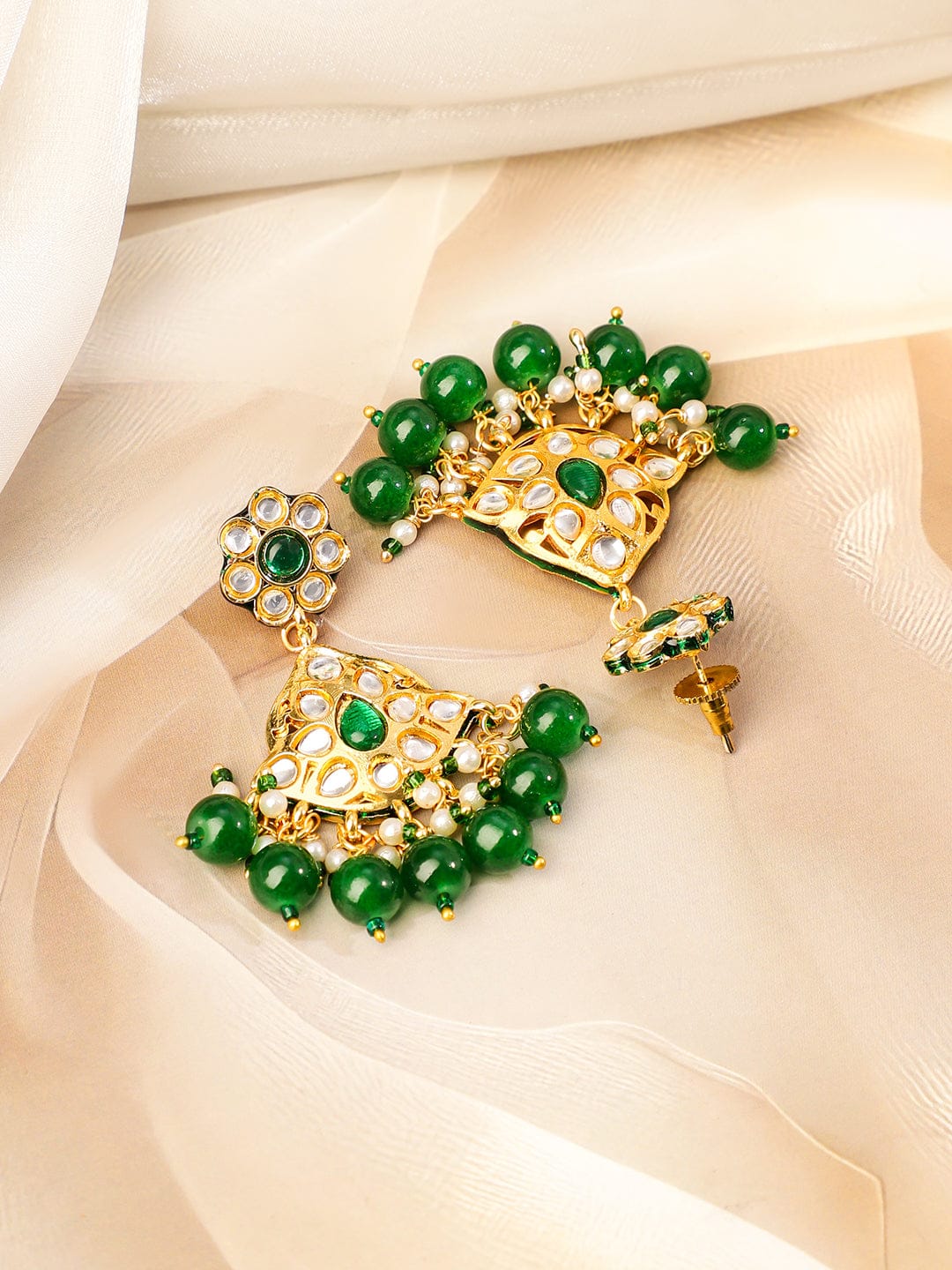 Handcrafted Green Beaded Necklace Set Emerald Green