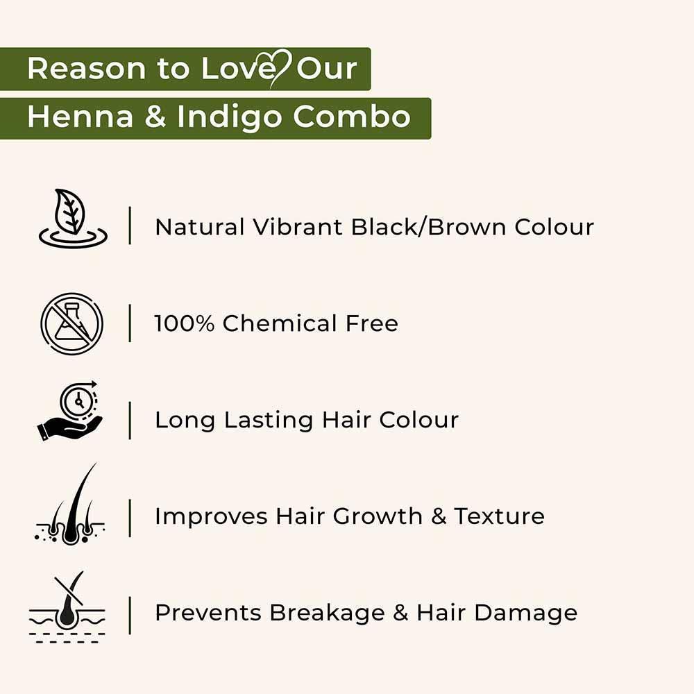 Bio Organic Amla Powder, Herbal Henna and Indigo Powder Combo