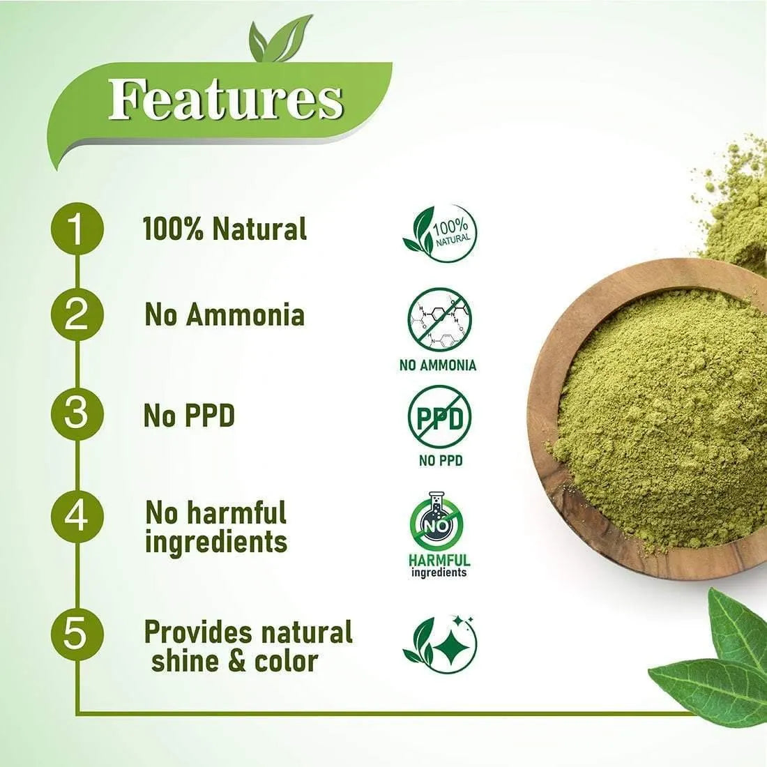 Henna Powder Herbal Hair Colour with Nature Conditioner for Silky & Shiny Hair with Aloe Vera, Catechu & Tea leaves 200g x 2